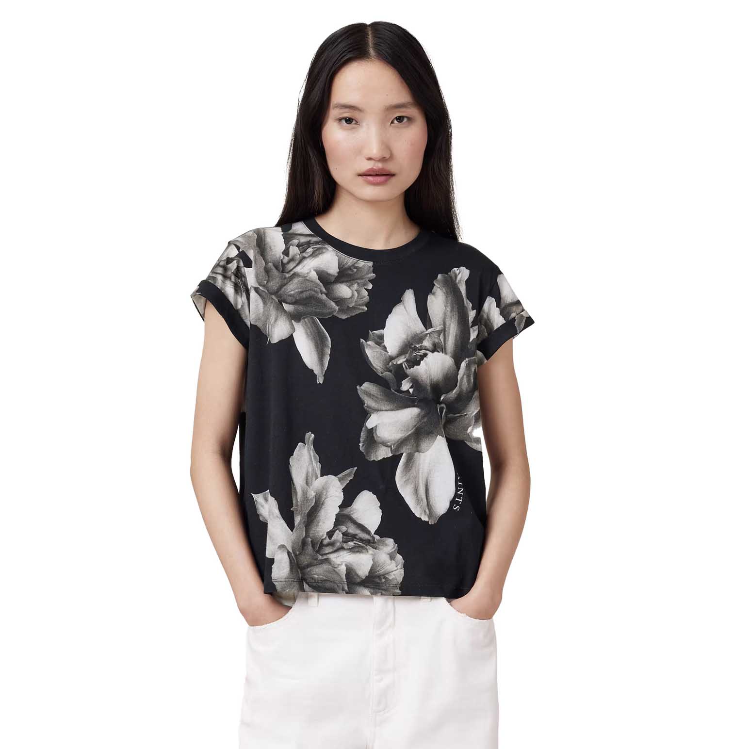 AllSaints Anna Floral Print Short Sleeve T-Shirt